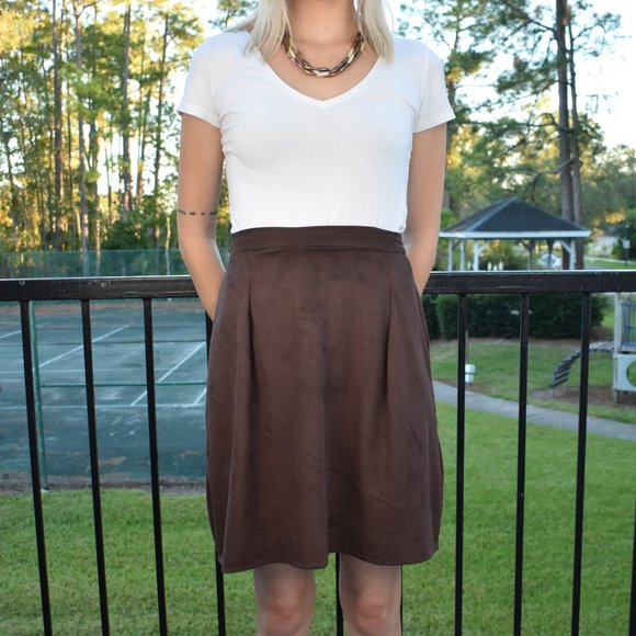 ♥🤎 Brown Mini A Line Skirt 🤎♥ ELSA Sample | up to Size L 14 US Womens - Picture 1 of 3